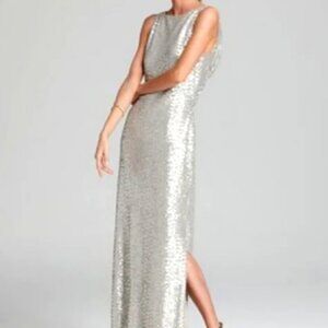 Lauren Ralph Lauren silver sequin full length gown - Size 10
